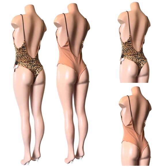 M18 INDAH Reversible Lace Up Leopard Print/Solid One Piece SZ L $198 - Picture 7 of 13